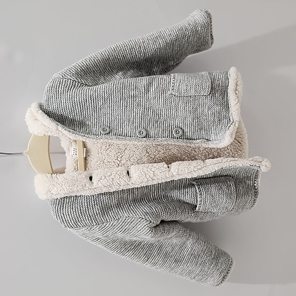 GAP Other - Baby Gap Sherpa Jacket Grey Cream Hoodie 18-24 Months